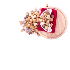 candies or caramel candies on a white background.