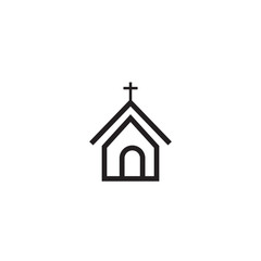 Simple church icon in black and white 