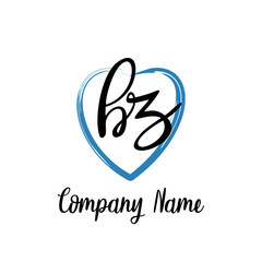 BZ initial handwriting in a love brush-shaped template