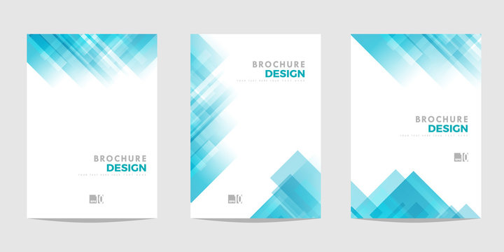 Design template for Brochure, Flyer or Depliant for business purposes. Blue vector geometric abstract background with diagonal squares
