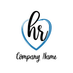 Obraz premium HR initial handwriting in a love brush-shaped template