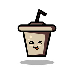 Ice Coffee Mascot Cartoon Design Vector