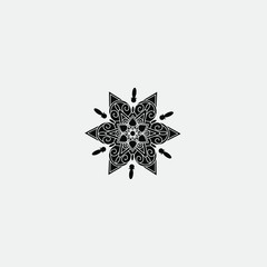 the mandala flower sun snow lineart design logo for indian with white background