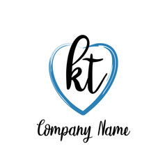 KT initial handwriting in a love brush-shaped template
