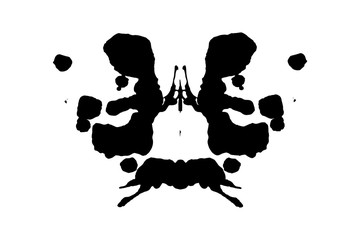 Rorschach inkblot test illustration, random symmetrical ink abstract ink stains.