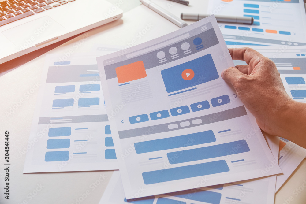 Poster website designer creative planning application developer development draft sketch drawing template l