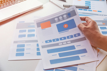 Website designer Creative planning application developer development draft sketch drawing template...