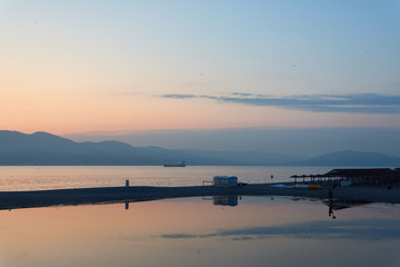 sunset over the lake