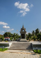  memorial monument inside Tuol Sleng Genocide Museum, Phnom Penh, Cambodia