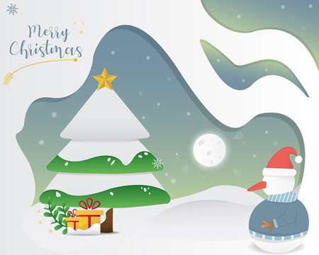 Letter banners designed by Merry Christmas. abstract Winter background tree,  snow, forest. Xmas card template,poster,landing page, banner design a happy  New year vector illustration