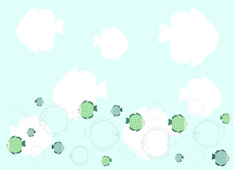 sea background with cartoon fishes, vector illustration