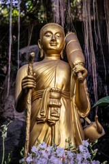 statue of Wat Saket Ratcha Wora Maha Wihan (Wat Phu Khao Thong, Golden Mount temple), a popular Bangkok tourist attraction, Thailand