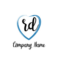 RD initial handwriting in a love brush-shaped template