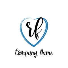 RF initial handwriting in a love brush-shaped template