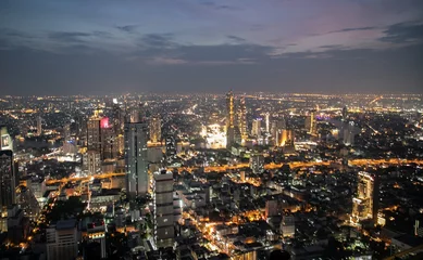 Fotobehang  panoramic skyline of Bangkok by night from King Power Mahanakhon, Bangkok, Thailand © Cesare Palma