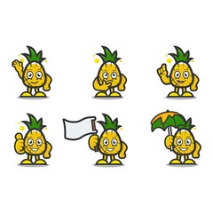 pineapple mascot cartoon design vector bundle