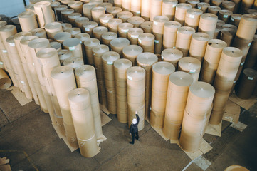 storage paper carton paper factory many bobbin