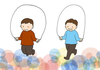 縄跳びをする子どもとシャボン