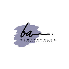 BA handwriting logo template of initial signature. beauty monogram and elegant logo design