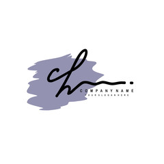 CH handwriting logo template of initial signature. beauty monogram and elegant logo design