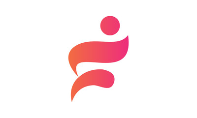 logo people letter F run vector