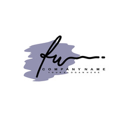 FU handwriting logo template of initial signature. beauty monogram and elegant logo design