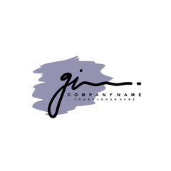 GI handwriting logo template of initial signature. beauty monogram and elegant logo design