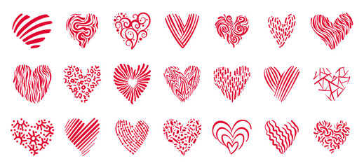 Heart love valentines day hand drawn doodle icons