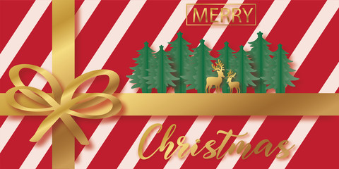 Merry Christmas in paper cut style. Vectors illustrations