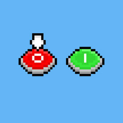 Obraz premium Pixel art cartoon red and green switch icons.