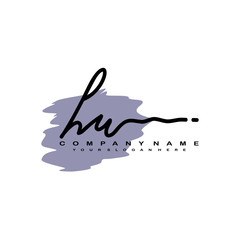 HU handwriting logo template of initial signature. beauty monogram and elegant logo design