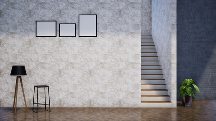 interior of a room with marble wall, background 3d rendering