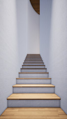 Fototapeta na wymiar stairway with white wall, background 3d rendering