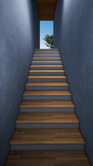 stairway to outside, background 3d rendering