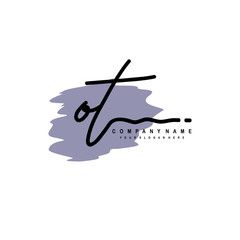 OT handwriting logo template of initial signature. beauty monogram and elegant logo design