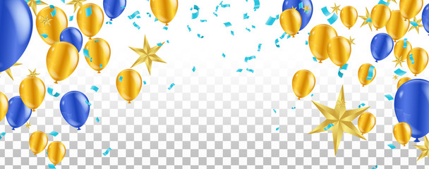 Color glossy balloons party confetti concept design template happy New Year 2020 background Celebration Vector illustration.