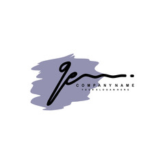 QE handwriting logo template of initial signature. beauty monogram and elegant logo design