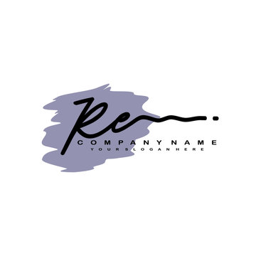 RE handwriting logo template of initial signature. beauty monogram and elegant logo design