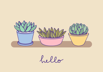 Cute hand drawn cacti. Vector set for creative design of posters, cards, banners, invitations, websites, etc.