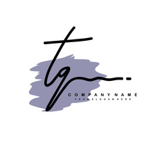 TQ handwriting logo template of initial signature. beauty monogram and elegant logo design