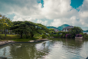 Obraz premium Asia tropical landscape. China vacation on Sanya, Hainan