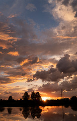 golden sunset near the lake