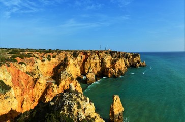 beautiful rocky beach in the Algarve Portugal