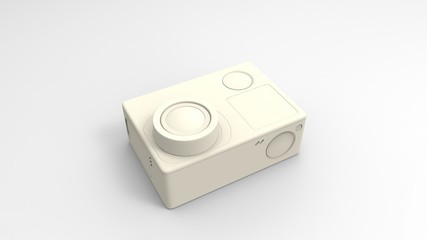 Obraz premium 3d rendering of an action camera isolated in studio background