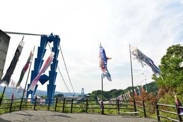 Fototapeta na wymiar 竜神大吊り橋　鯉のぼり祭り