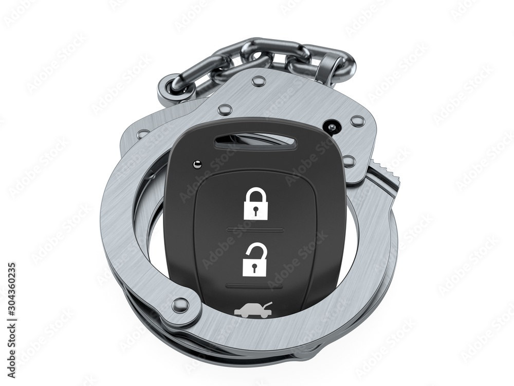 Sticker car remote key inside handcuffs