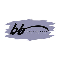 BB handwritten logo vector template. with a gray paint background, and an elegant logo design