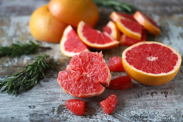 Fresh juicy grapefruit. Selective focus. Macro.