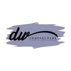 DW handwritten logo vector template. with a gray paint background, and an elegant logo design
