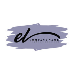 EL handwritten logo vector template. with a gray paint background, and an elegant logo design